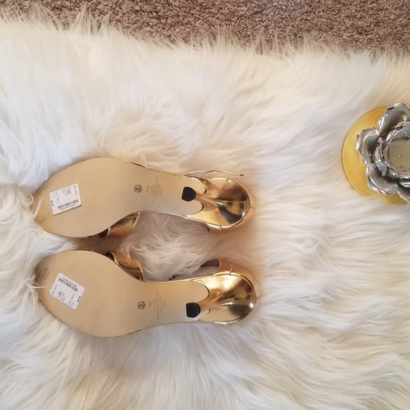NWT Jacqueline Ferrer Gold Ankle Strap sandas 7.5 - Picture 4 of 5